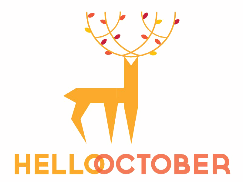 Helloctober Autumn Deer Illustration PNG