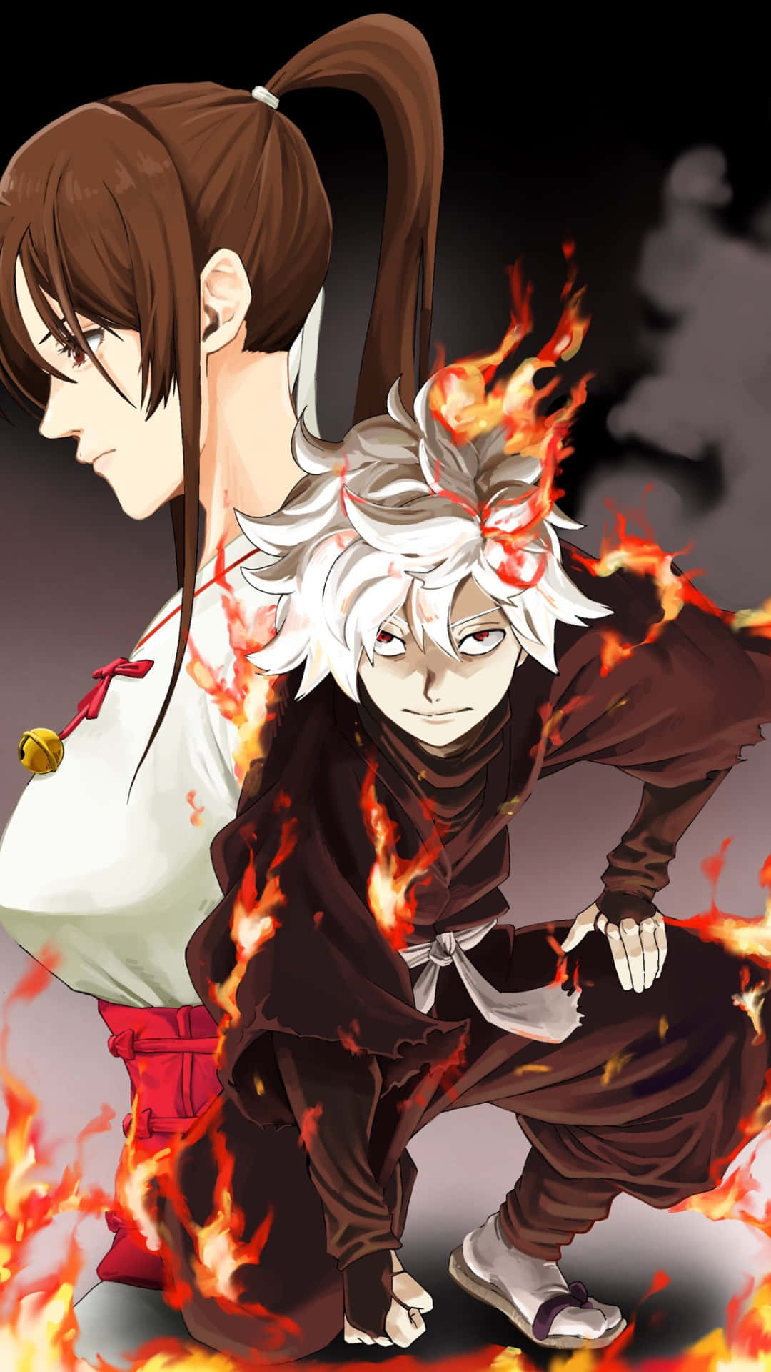 Hells Paradise Jigokuraku Characters Flames Wallpaper