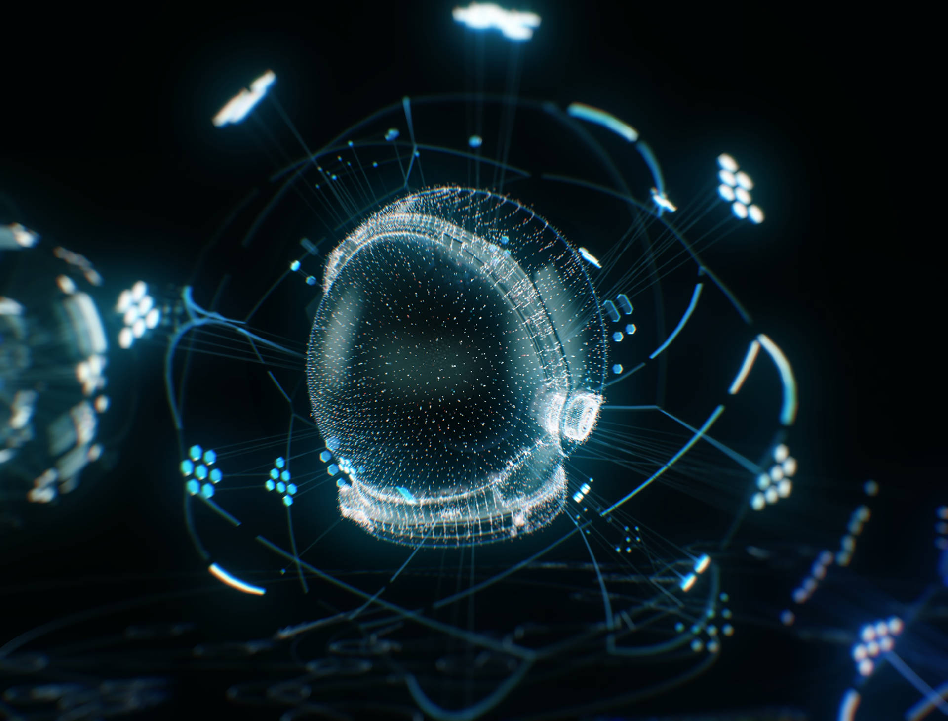 Helmet, Glow, Hologram, Sci-fi, Abstraction Wallpaper