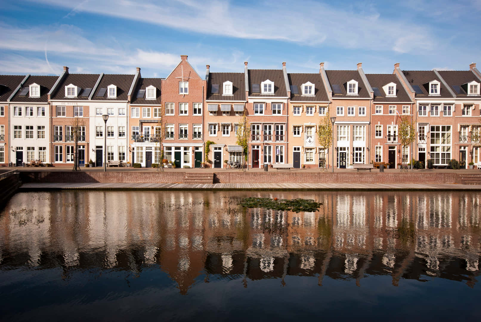 Helmond Waterfront Row Houses Reflection Wallpaper