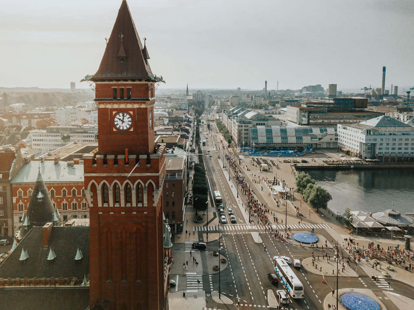 Helsingborg Cityscape Aerial View Wallpaper