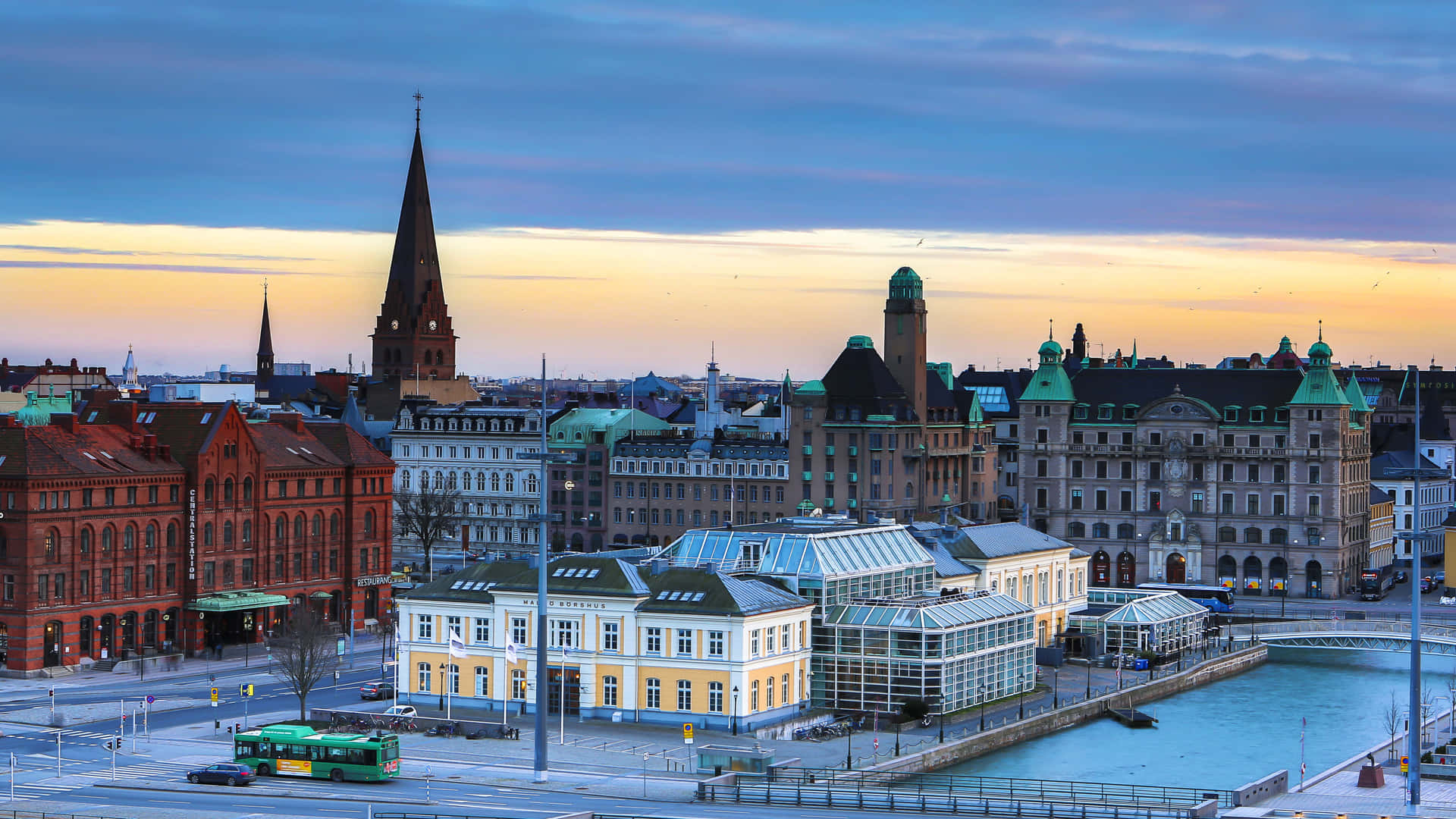 Helsingborg Cityscape Dusk Wallpaper