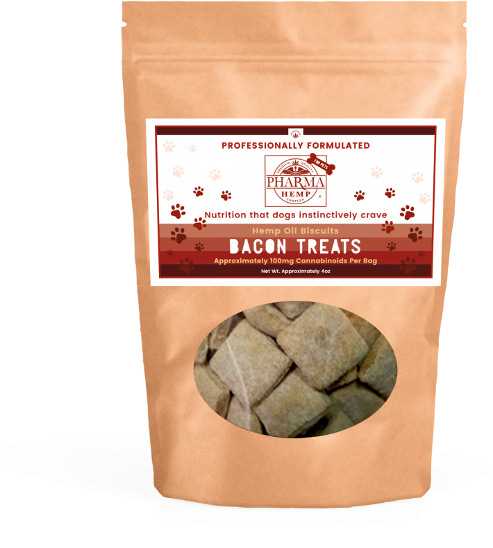 Hemp Oil Bacon Dog Biscuits Packaging PNG