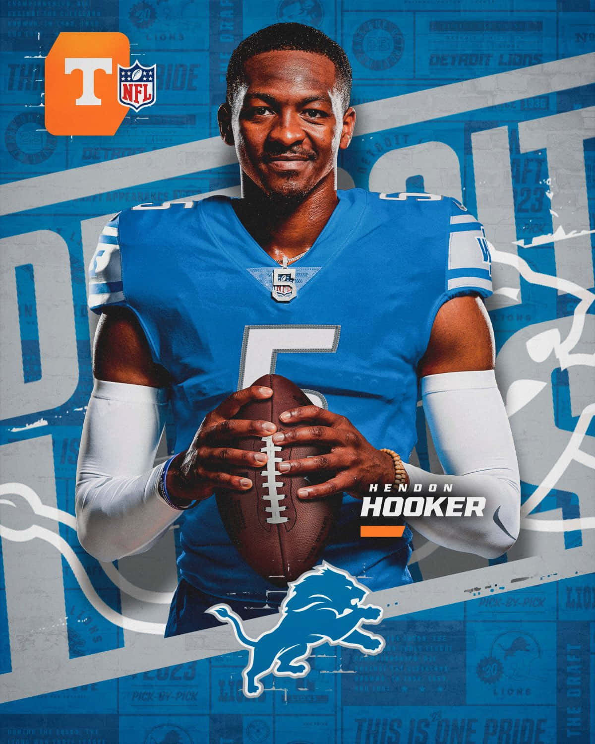Hendon Hooker Detroit Lions Promotional Graphic Wallpaper