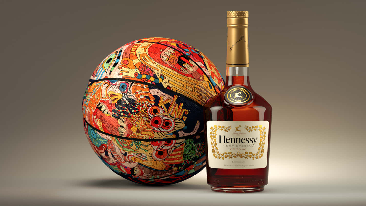 Bottigliadi Hennessy Con Una Palla Sfondo
