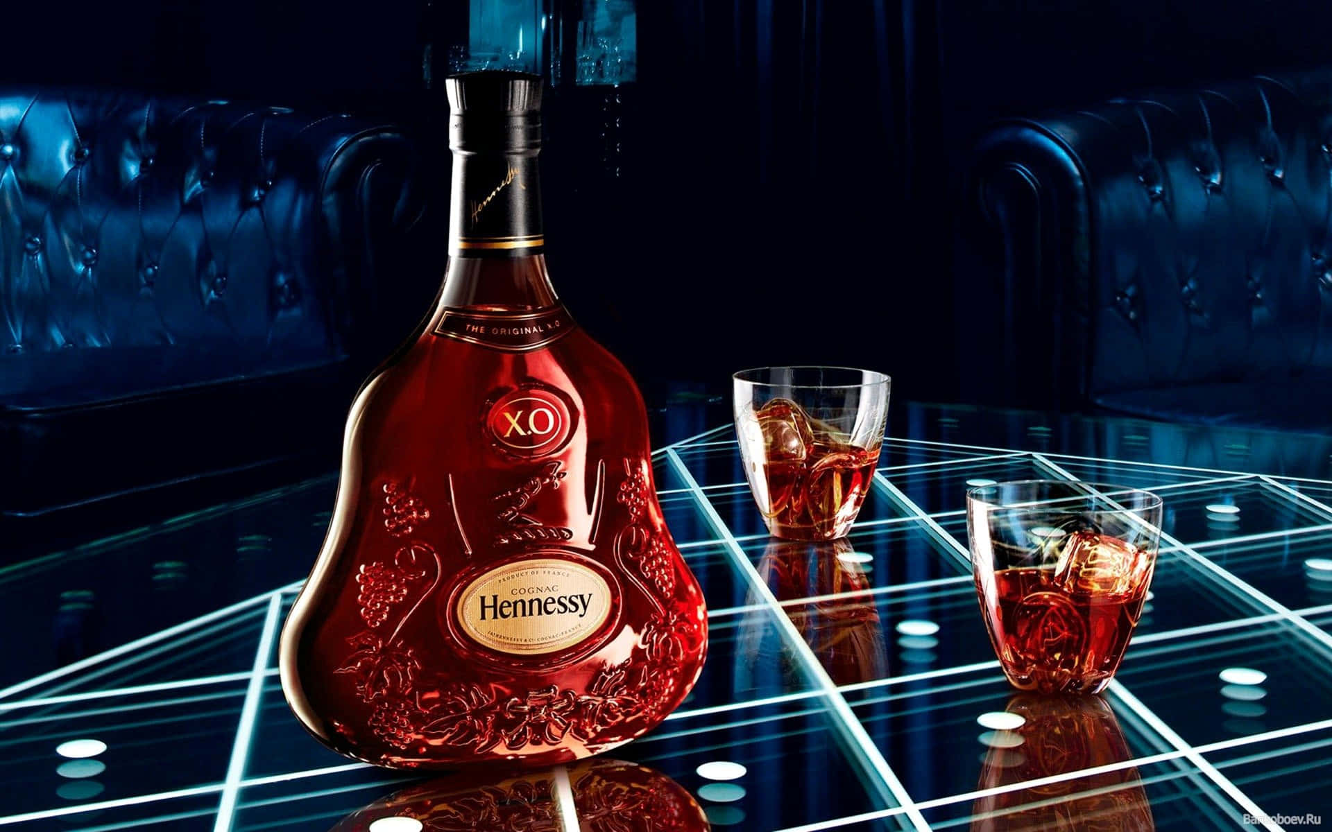 Hennessy On A Blue Table Wallpaper