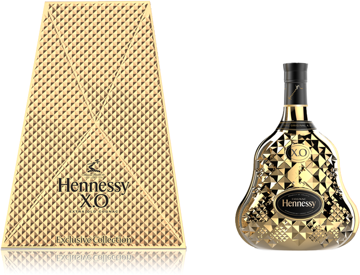 Hennessy X O Exclusive Collection Bottleand Box PNG