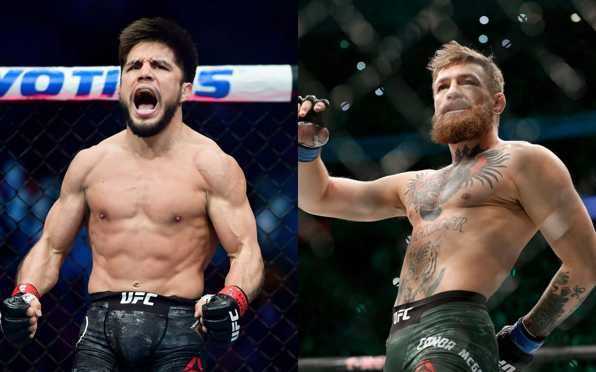 Henry Cejudo And Conor McGregor Collage Wallpaper