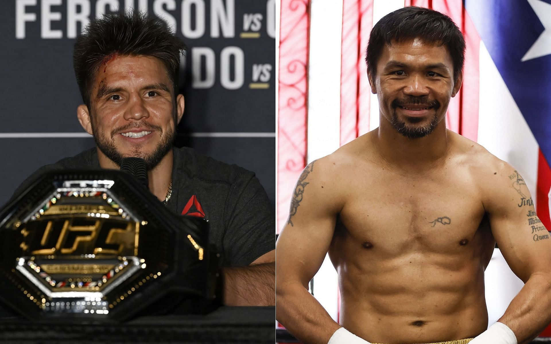 Henry Cejudo And Manny Pacquiao Collage Wallpaper