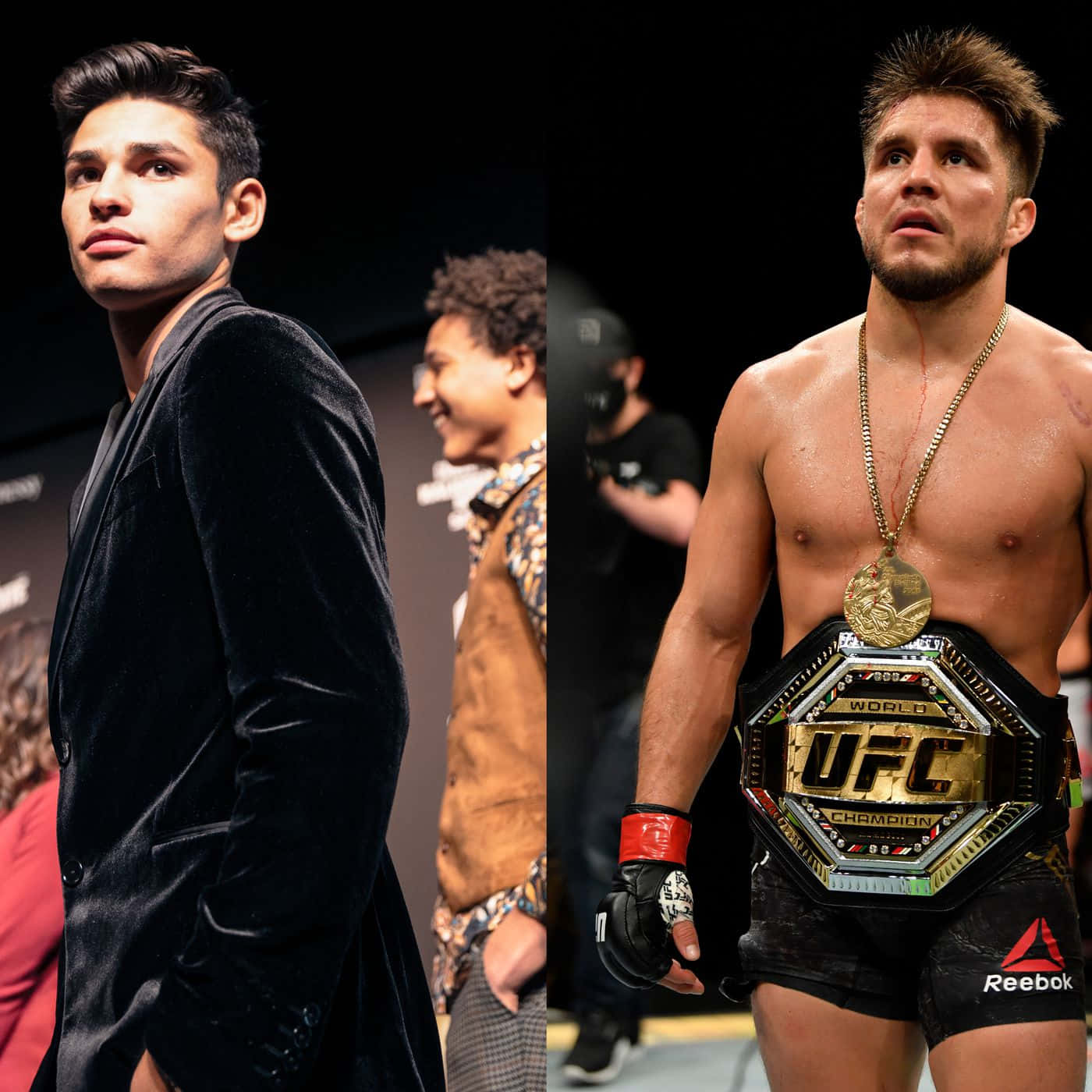 Henry Cejudo And Ryan Garcia Collage Wallpaper