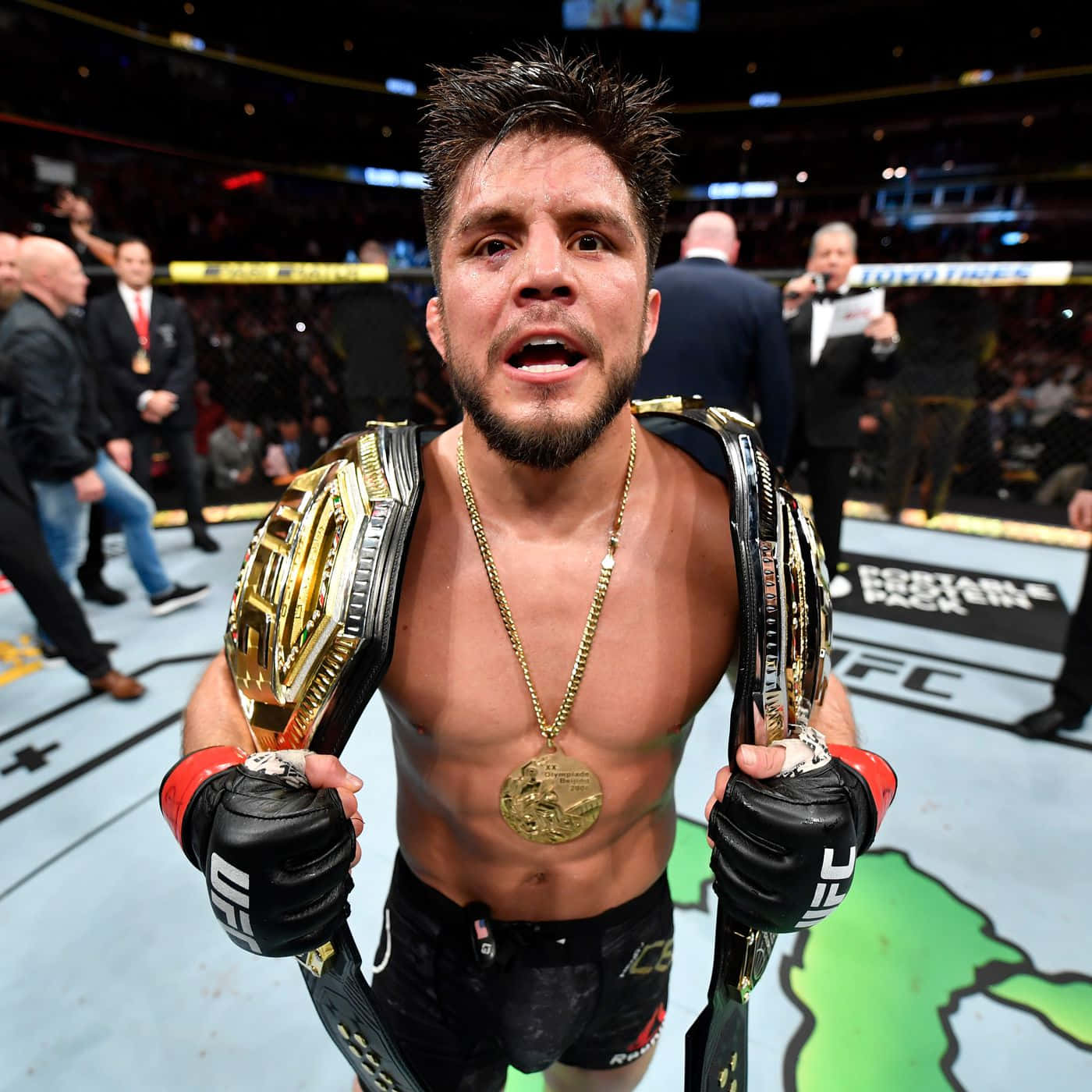 Henry Cejudo's triumphant victory over Marlon Moraes at UFC 238 Wallpaper