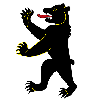 Heraldic Black Bear Rampant PNG