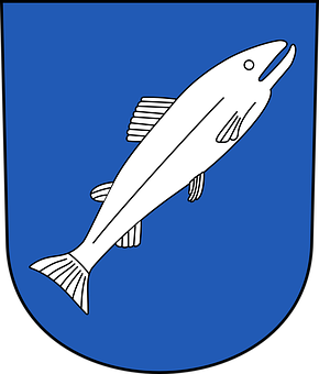 Heraldic Fishon Blue Shield PNG