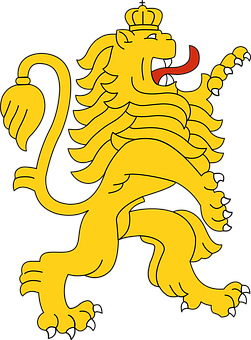 Heraldic Golden Lion Illustration PNG
