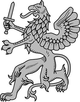 Heraldic_ Griffin_with_ Sword_ Vector PNG