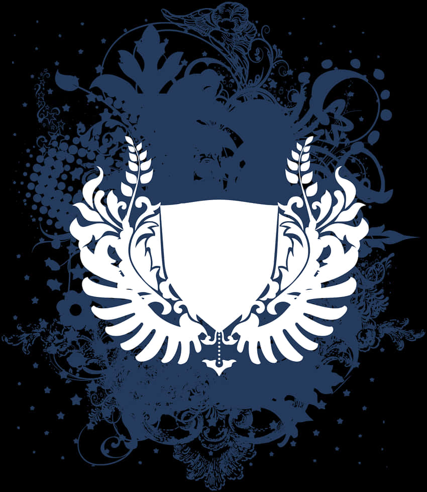 Heraldic Shield Floral Design PNG