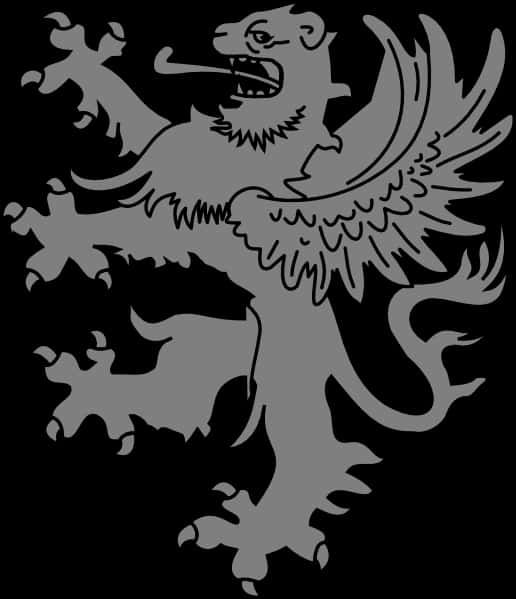 Heraldic_ Black_ Lion_ Rampant PNG