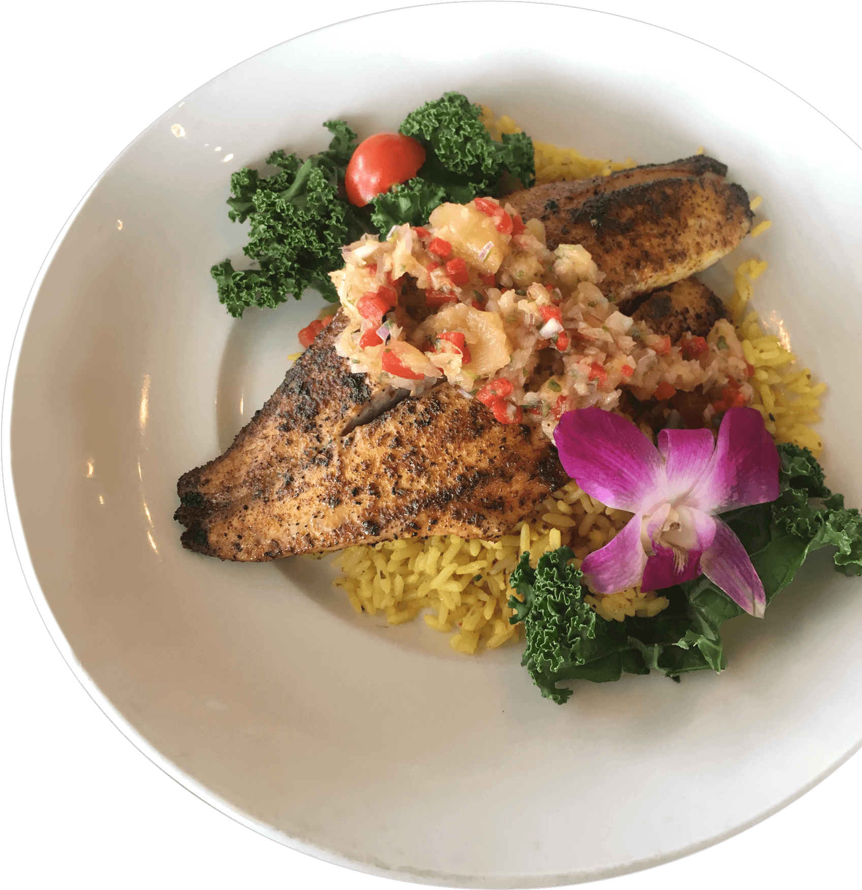 Herb Crusted Fried Fishwith Riceand Vegetables PNG