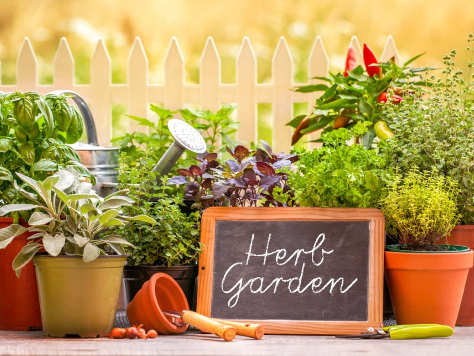 A Vibrant and Lush Herb Garden Wallpaper