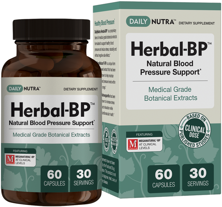 Herbal B P Supplement Bottleand Box PNG