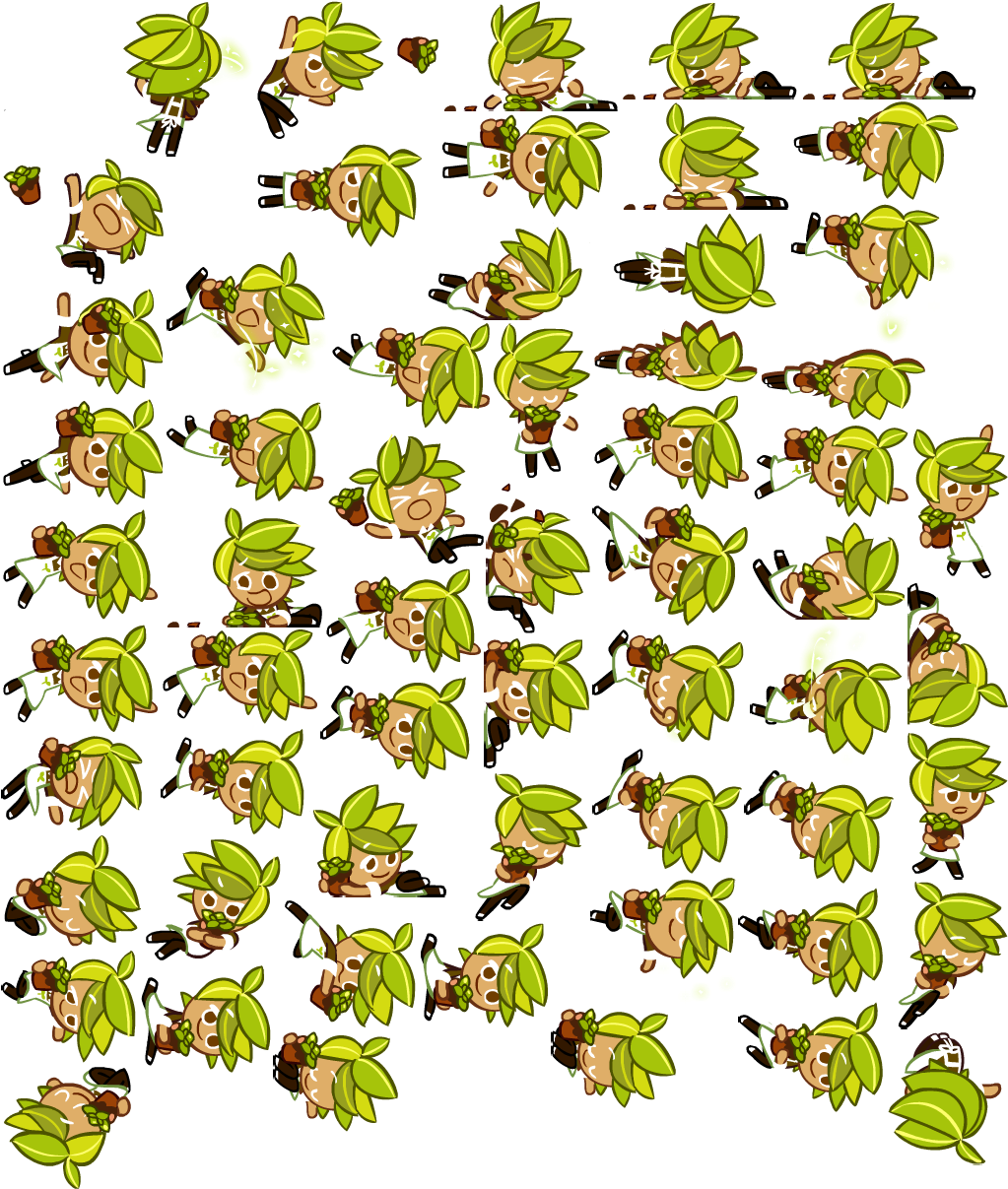 Herbal_ Character_ Pattern PNG — A repeating pattern of cartoon characters with leafy hair holding small plants against a black background.