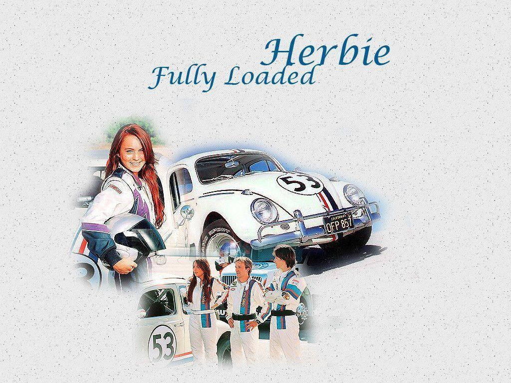 Karakterer fra Herbie Fully Loaded på hvid baggrund Wallpaper