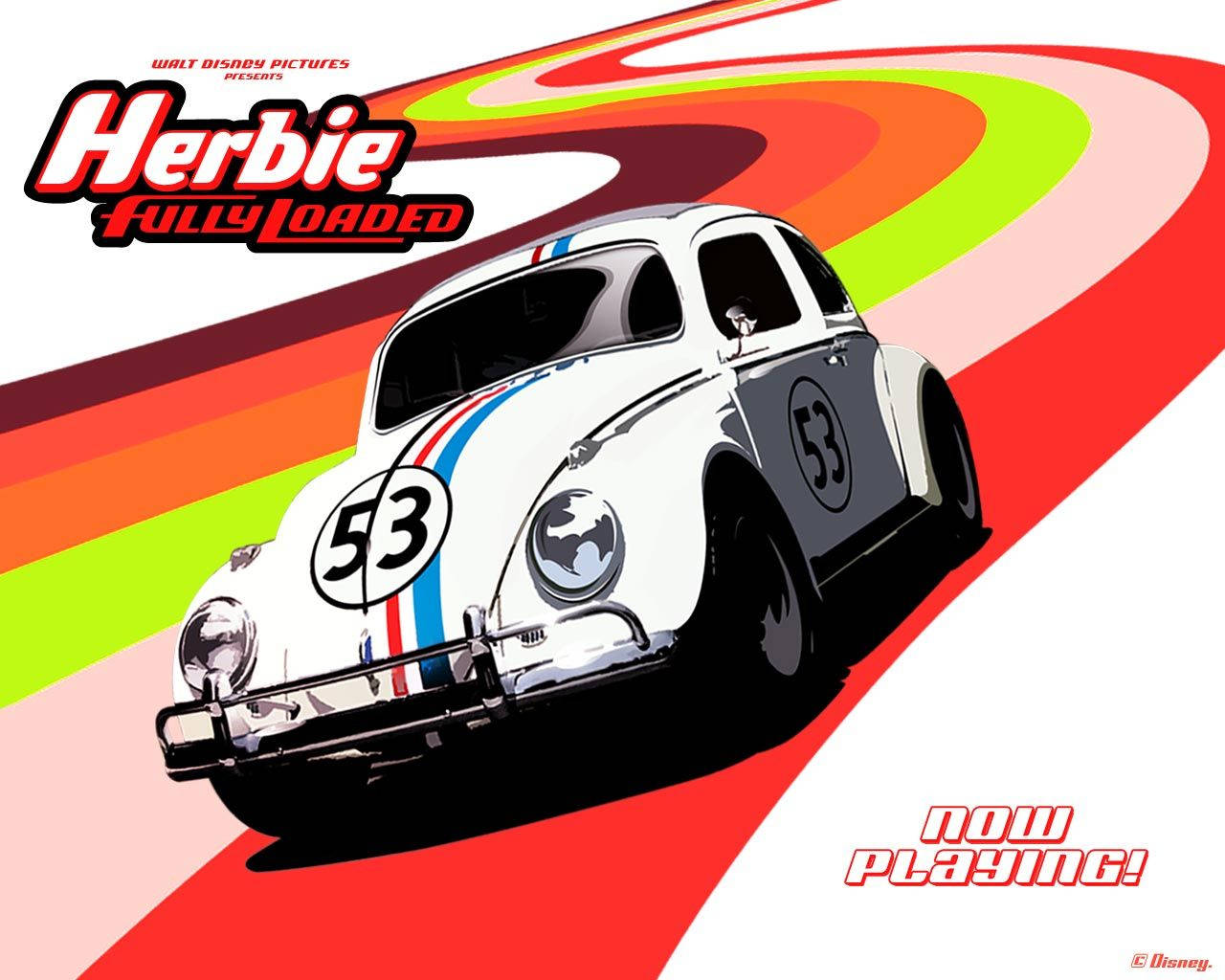 Herbie Fully Loaded Colorful Racetrack Wallpaper