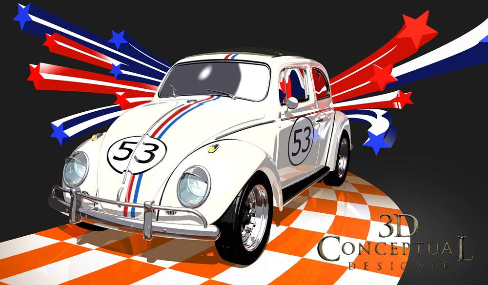 Diseñode Concepto Divertido En 3d De Herbie Totalmente Cargado. Fondo de pantalla