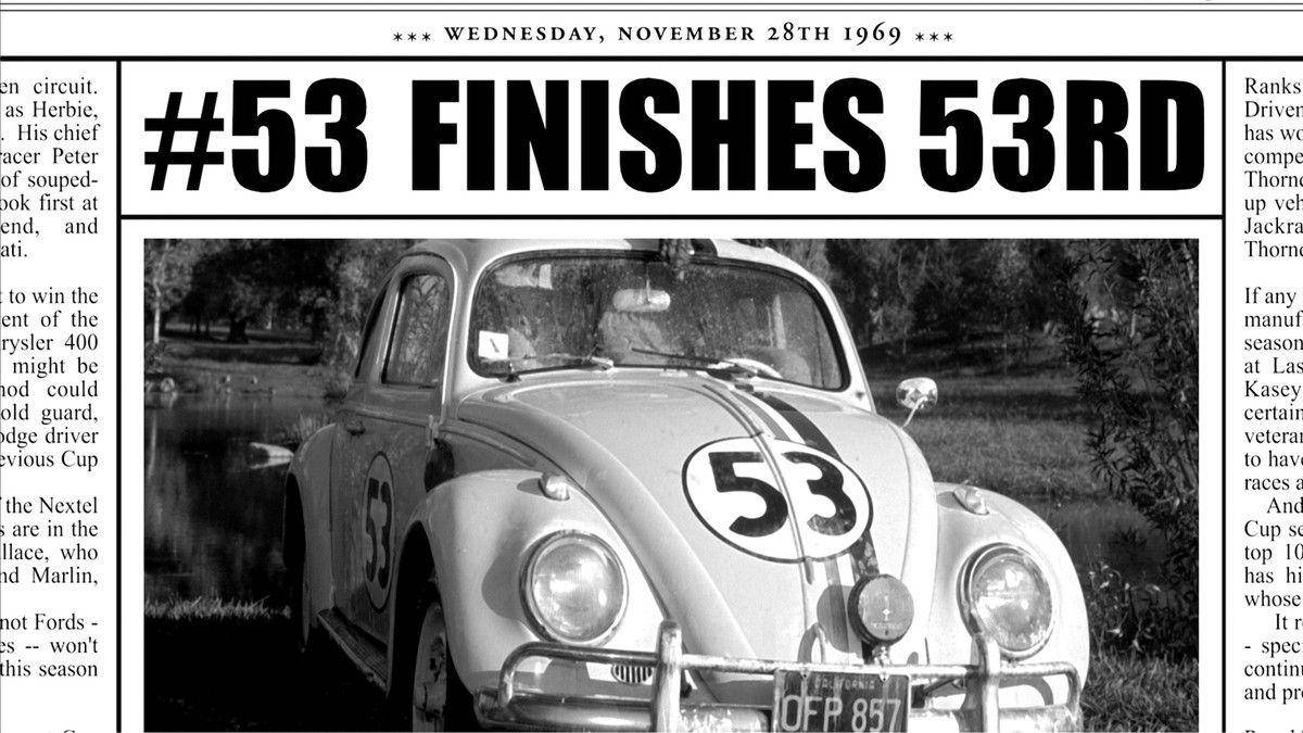 Herbie Fully Loaded Newspaper Headline Wallpaper