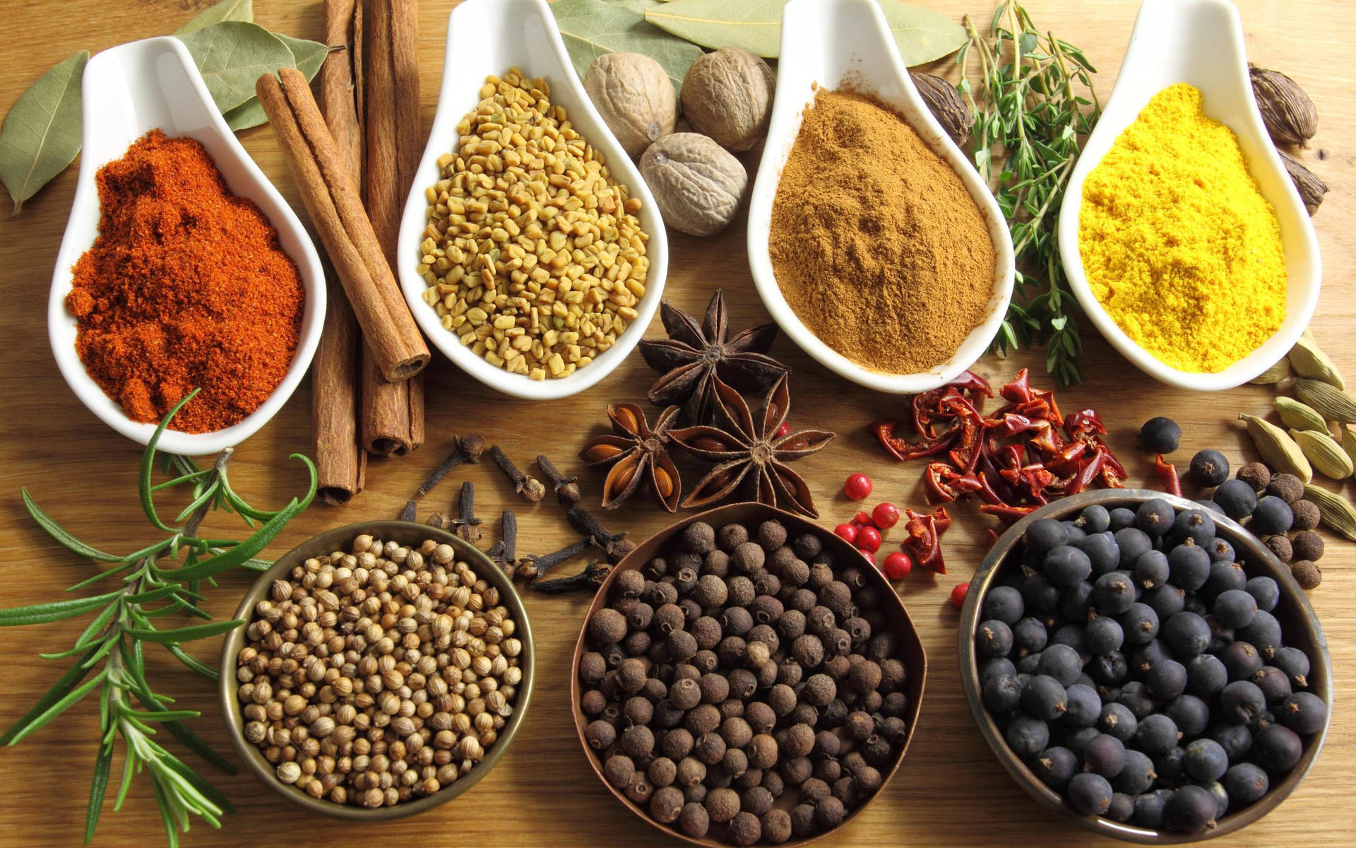 Herbs And Spices Variety Flat Lay Wallpaper