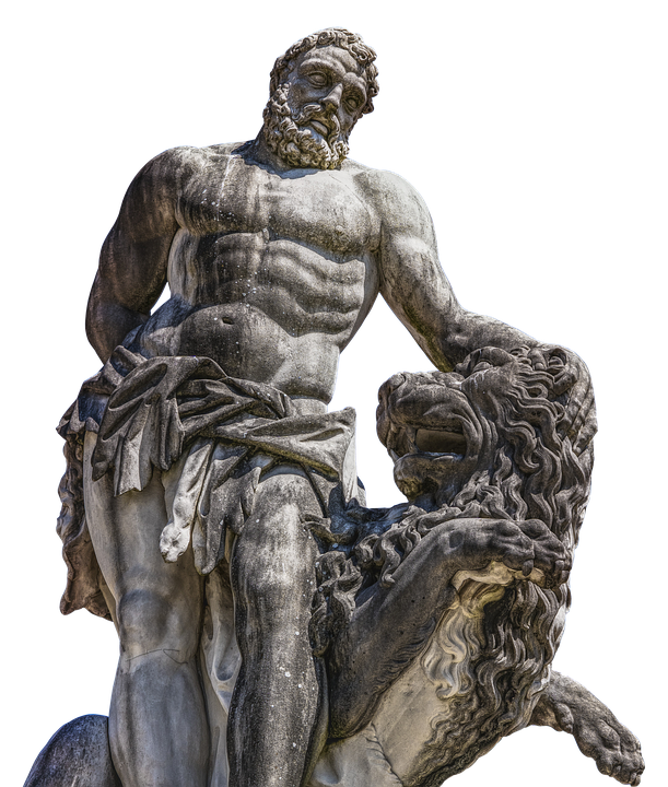 Herculesand Nemean Lion Statue PNG