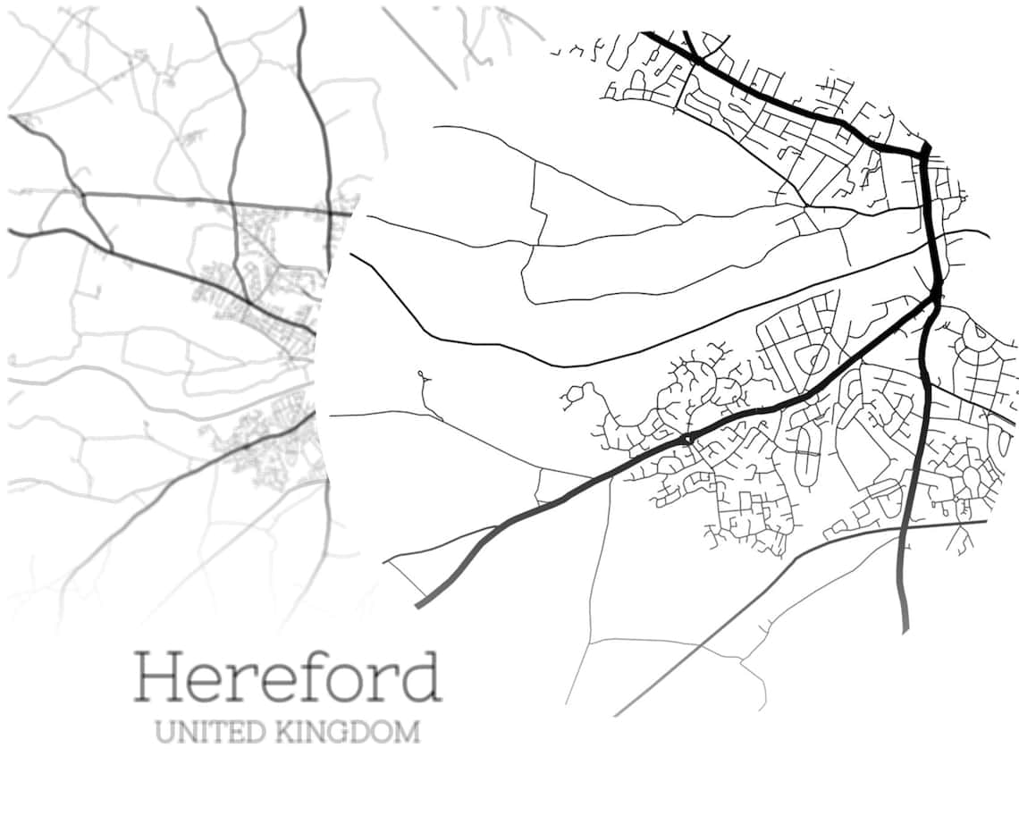 Hereford U K Map Artistic Representation Wallpaper