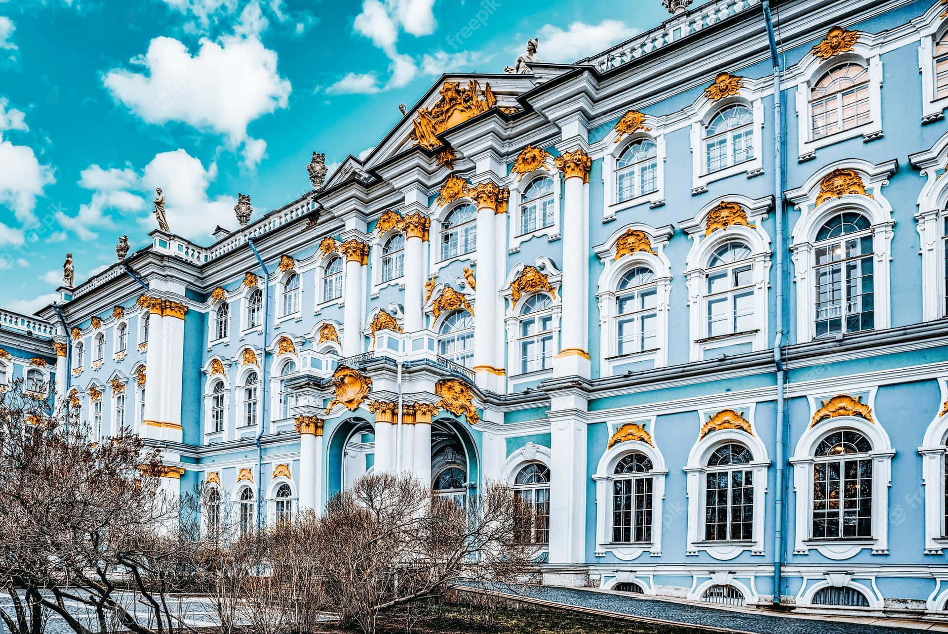Hermitage Museum Blue And Golden Theme Wallpaper
