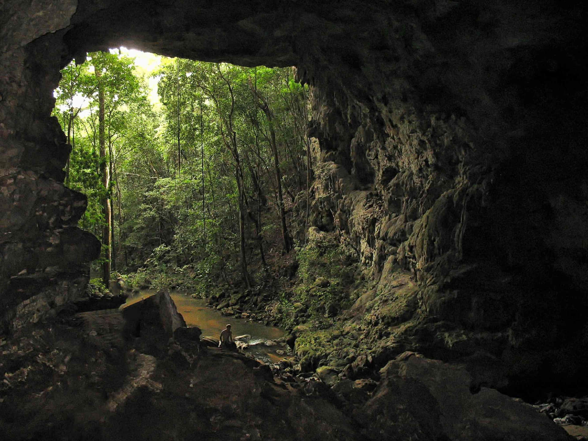 Hermosorayo De Sol Brilla Dentro De La Cueva.