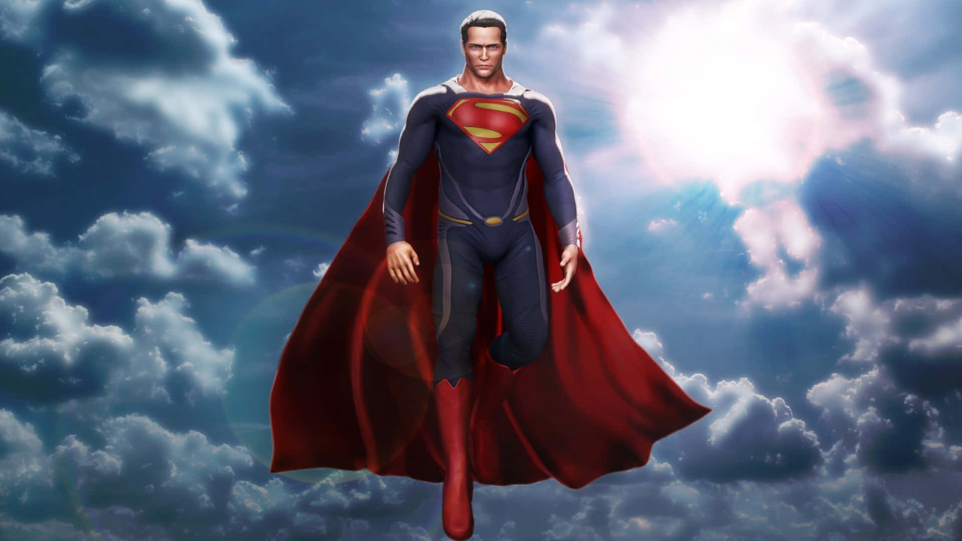 Superman In The Sky With Clouds
