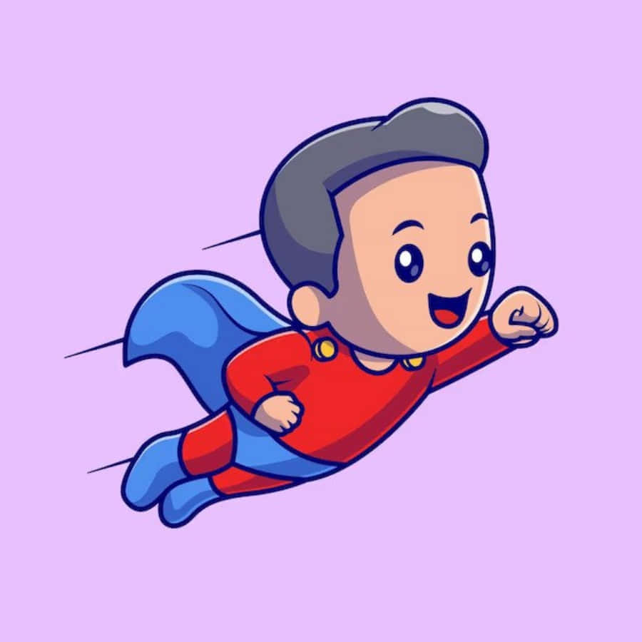 A Cartoon Character Flying In A Superhero Costume