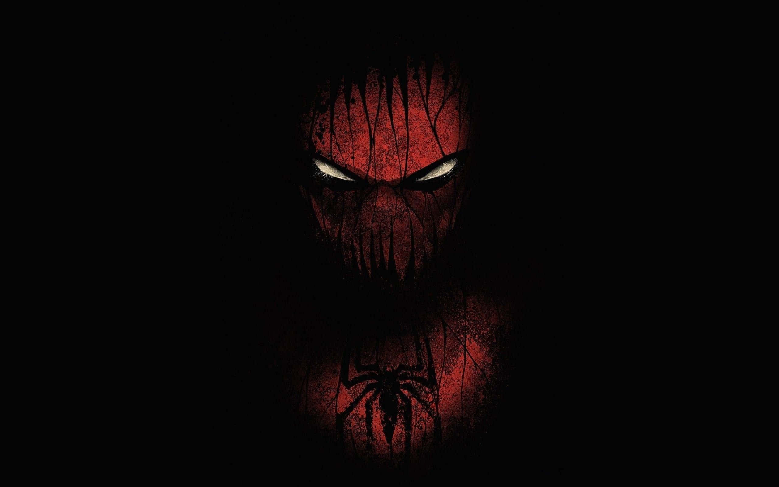Spiderman I Mørket Med Røde Øjne.