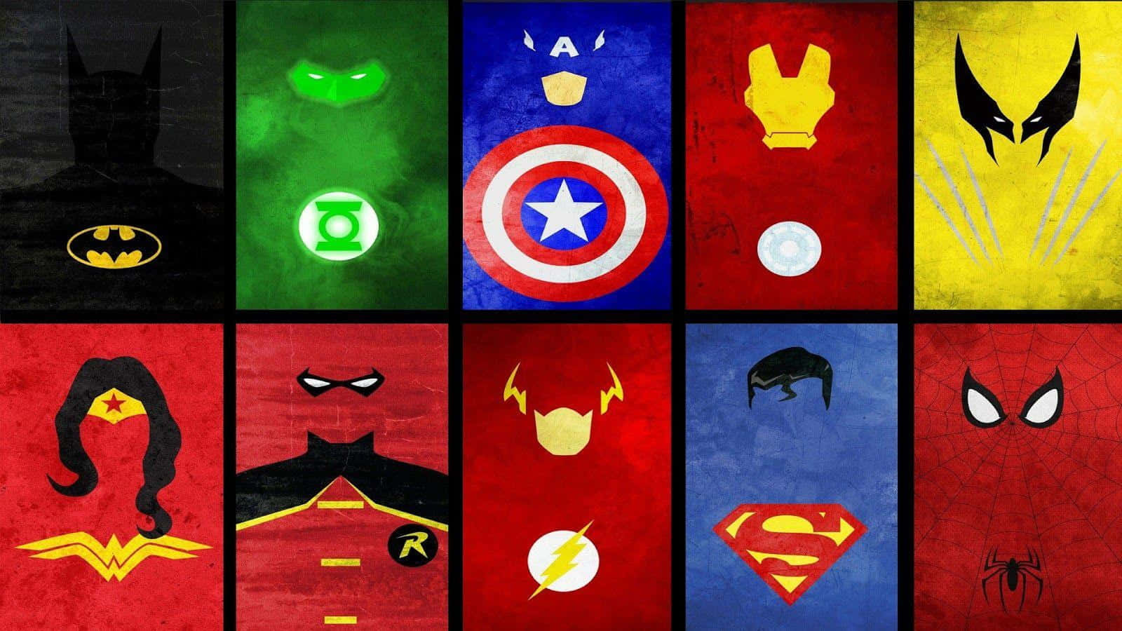 Ensamling Av Superhjältar I Olika Färger