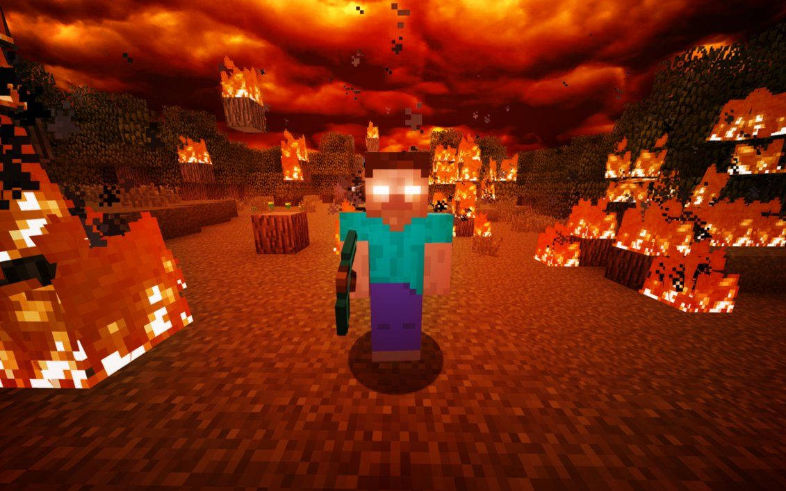 Herobrine Fire Minecraft Background