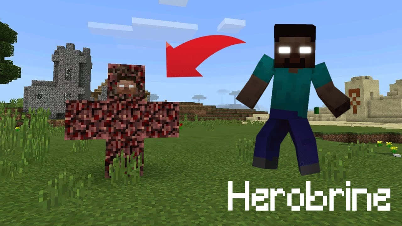 Detailed illustration of Herobrine from the Minecraft game