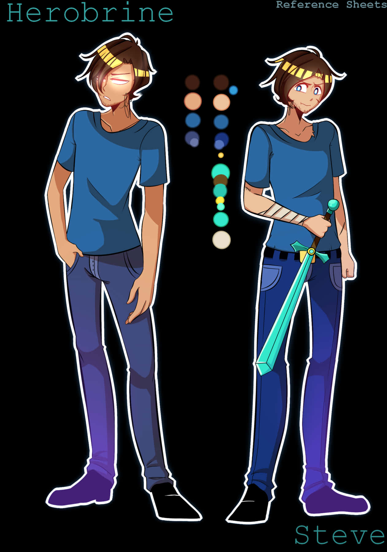 Herobrine_and_ Steve_ Animated_ Character_ Design PNG