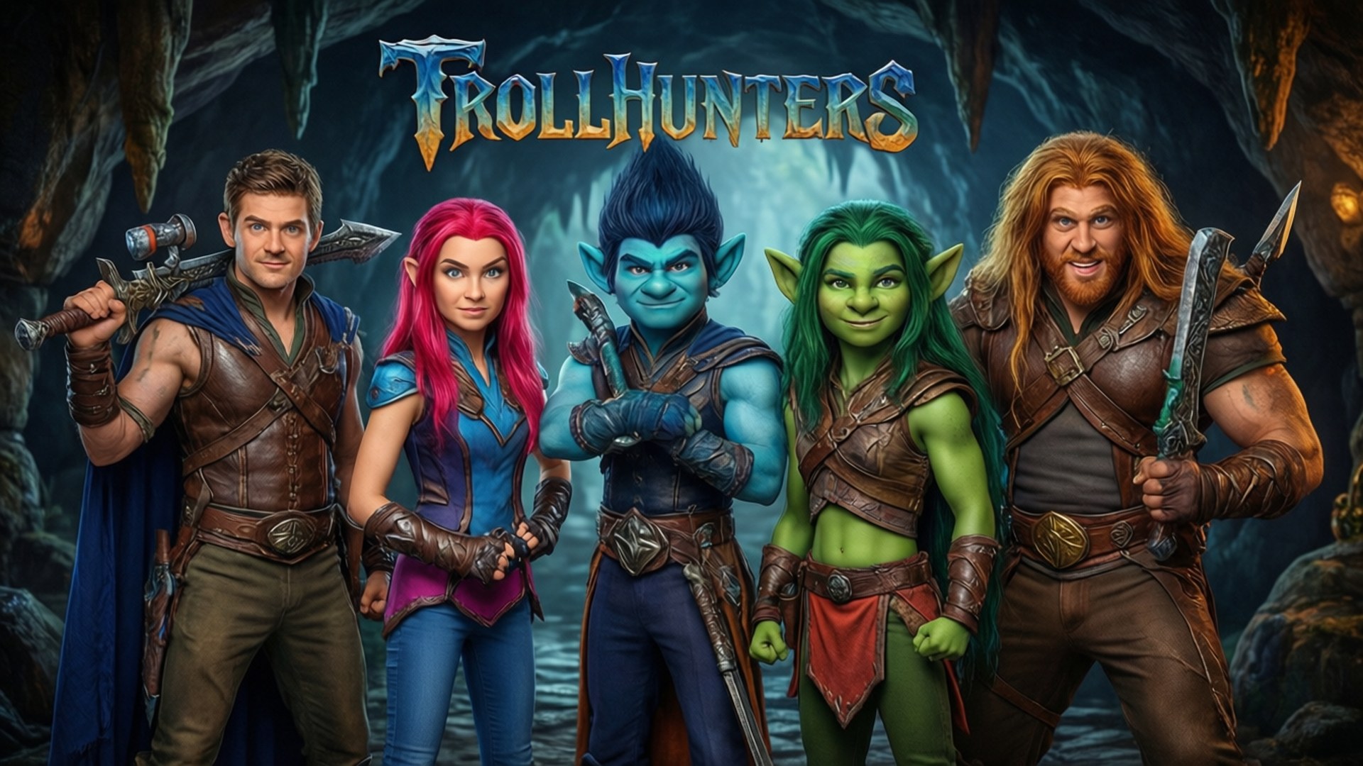 The Trollhunters team in a heroic group pose