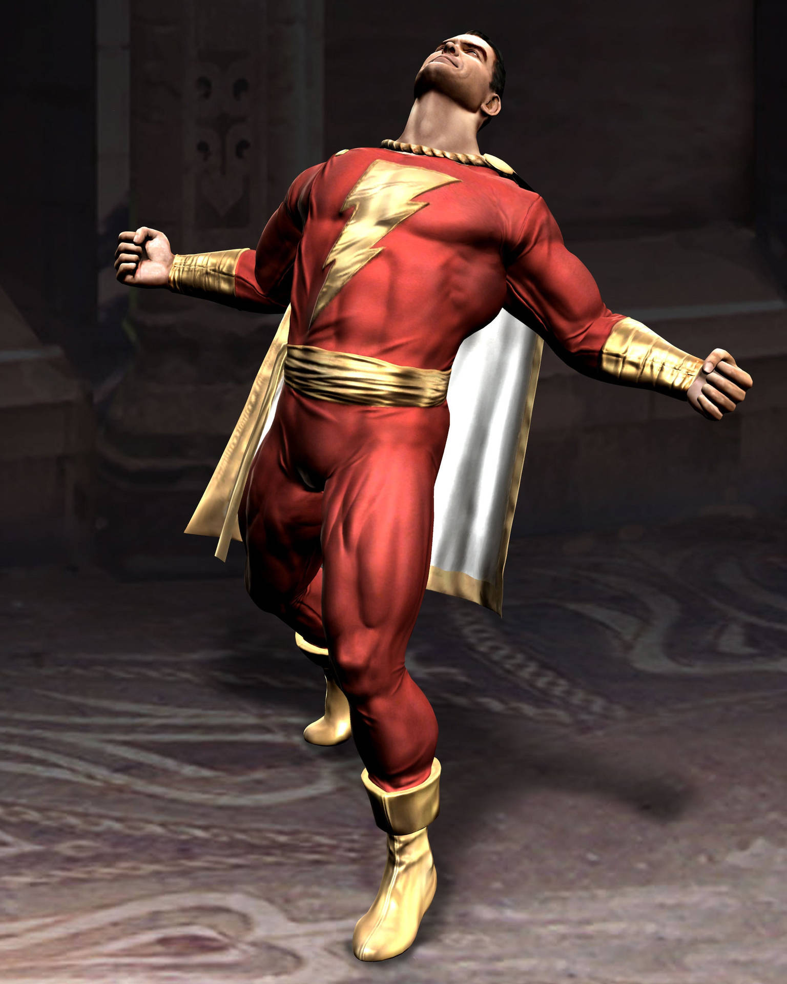 Heroes Of Dc Universe - Shazam Showcasing His Superpowers Wallpaper