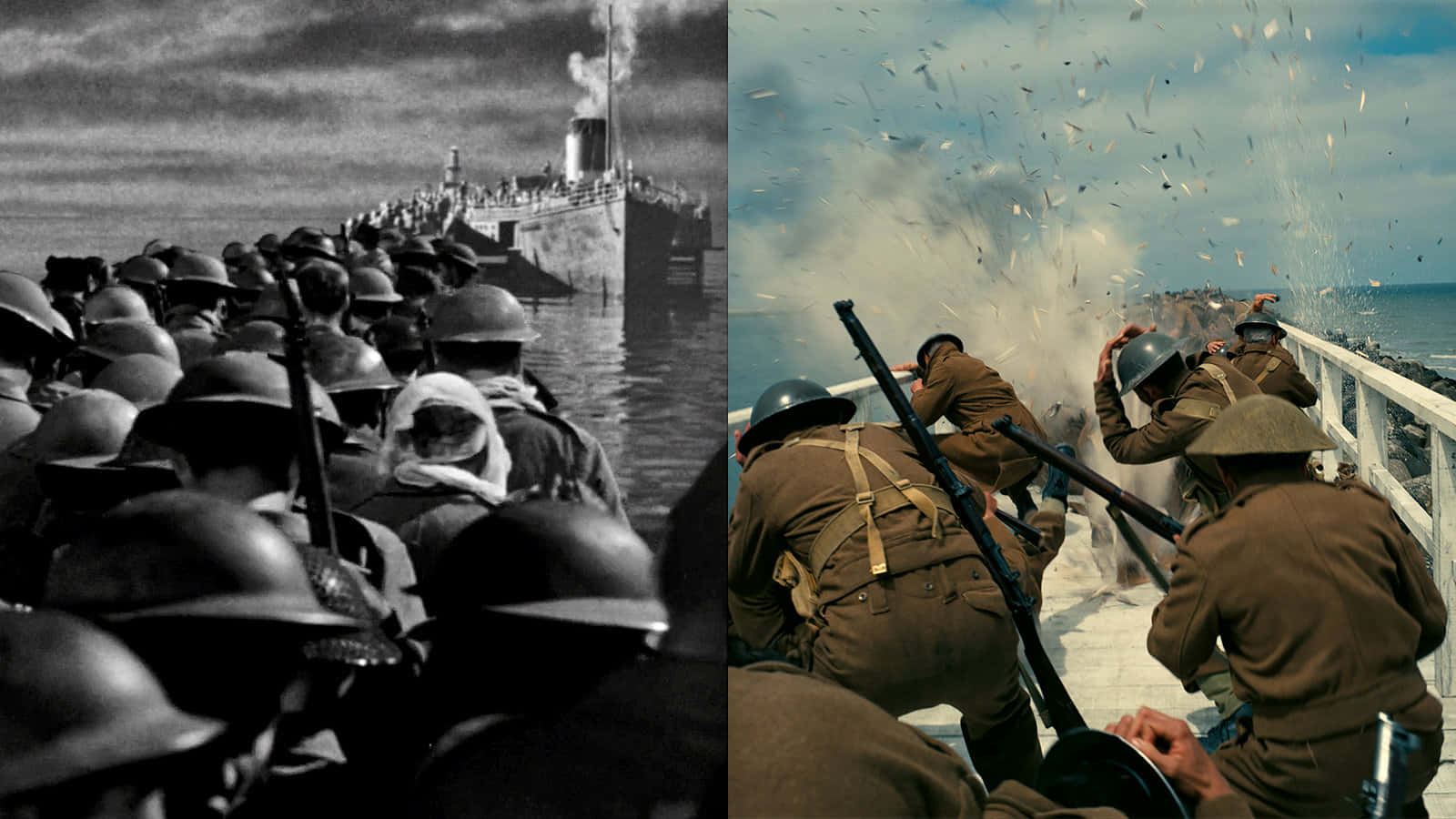 Heroic Dunkirk Evacuation Under Fiery Skies Wallpaper