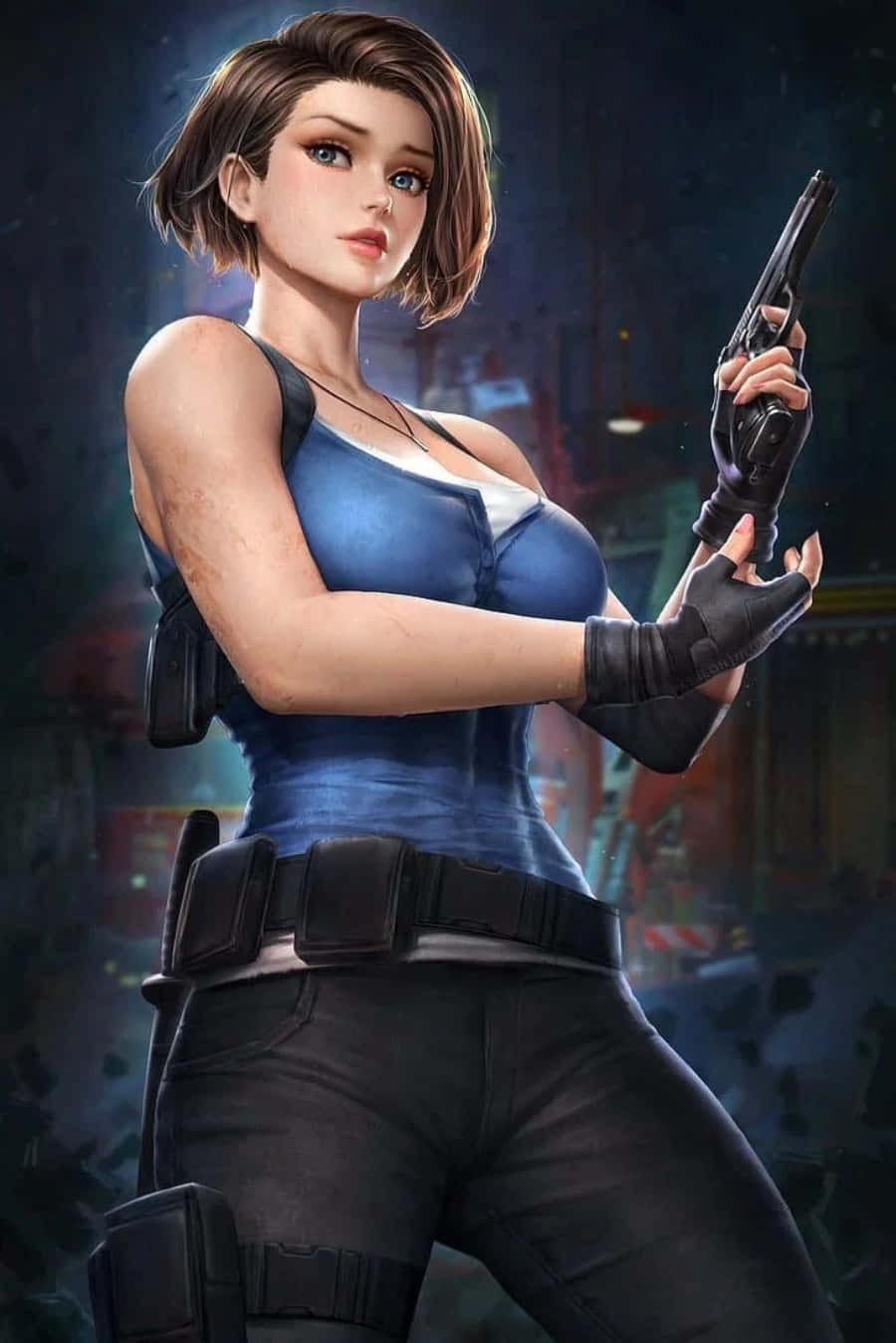 Heroine Jill Valentine In Action Wallpaper