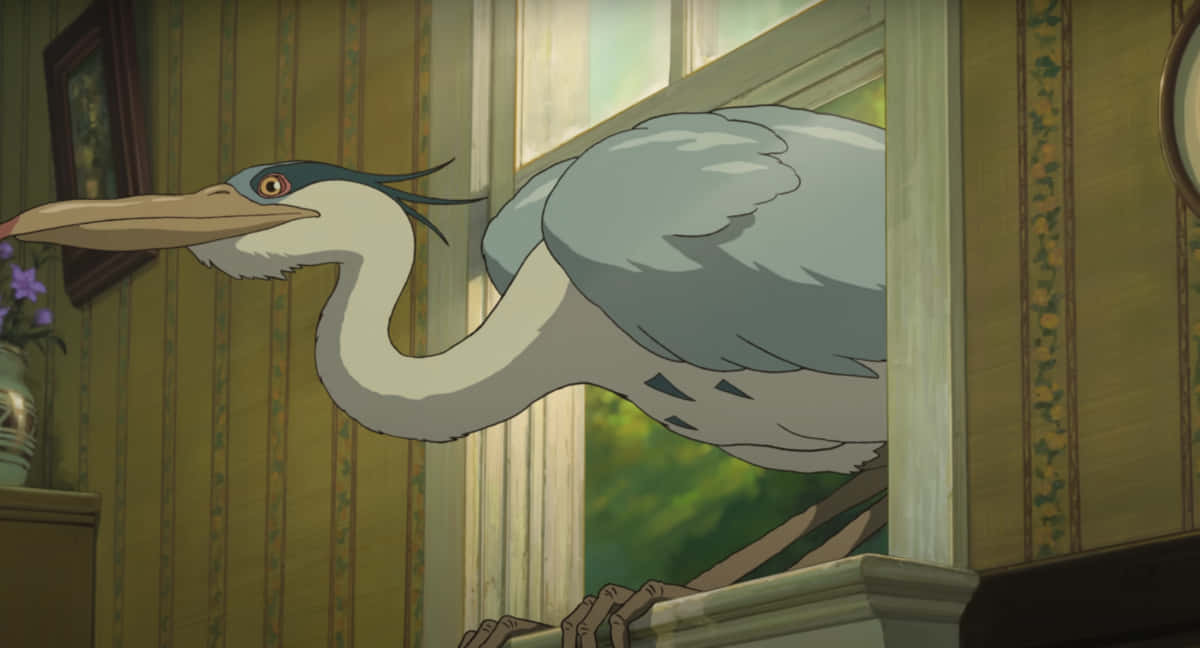 Heron Inside House Anime Scene Wallpaper