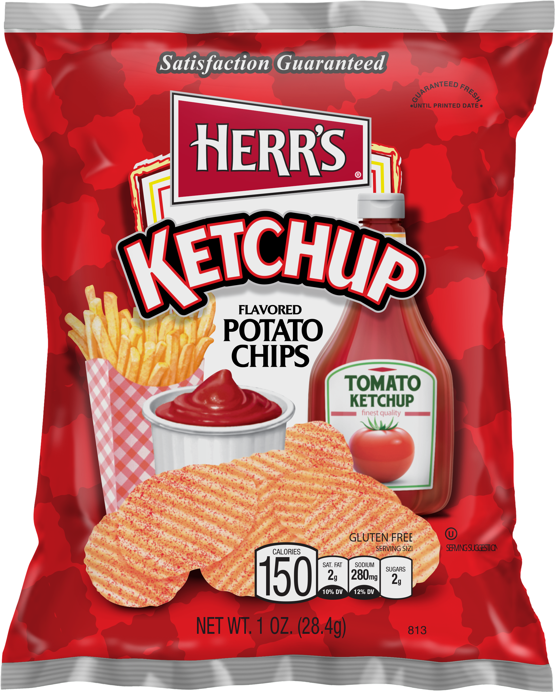 Herrs Ketchup Flavored Potato Chips Package PNG