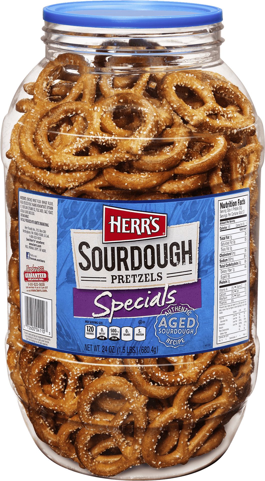 Herrs Sourdough Pretzels Jar PNG