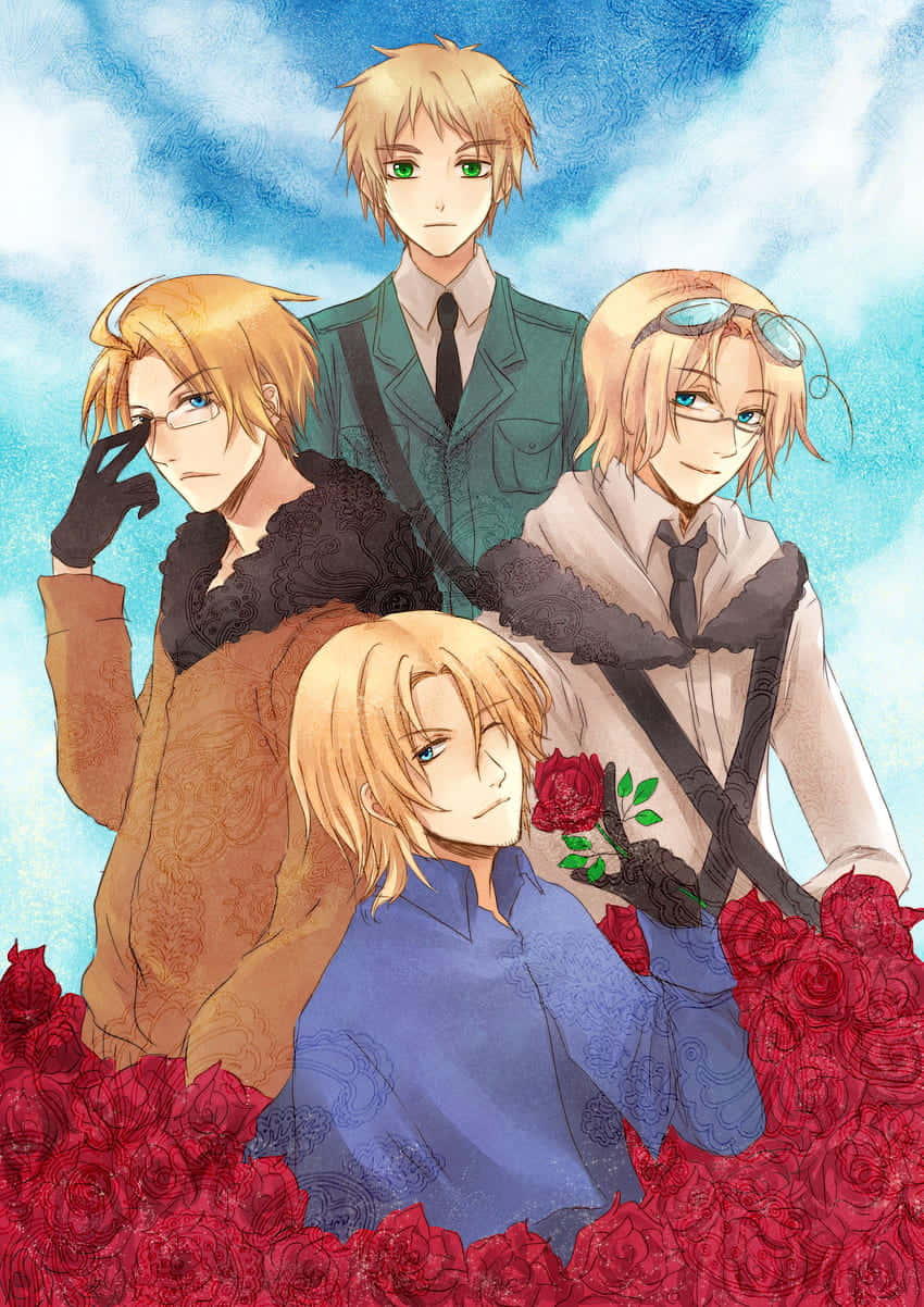 "The forever entwined friendship among countries in Hetalia" Wallpaper