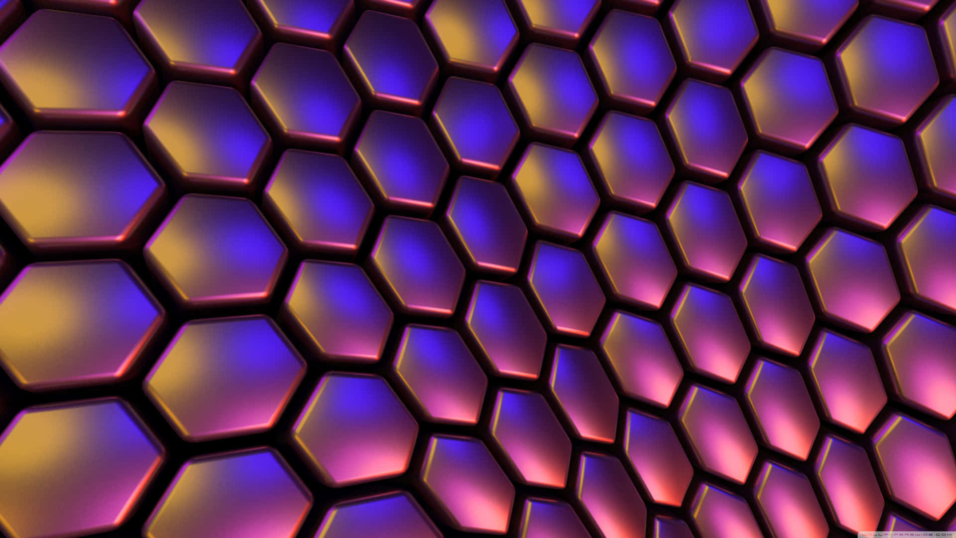 Udforsk de uendelige former og levende farver af dette imponerende Hexagon 4K tapet. Wallpaper